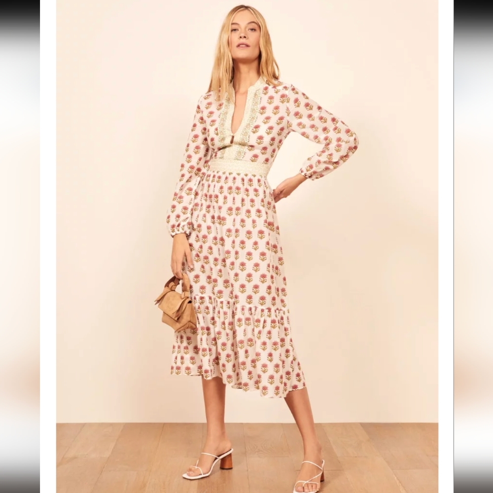 Reformation Delilah Wine Blossom Midi Dress